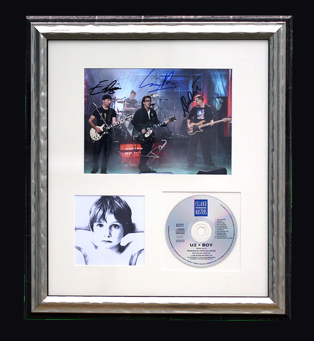 U2 - Photograph Hand signed by Bono & U2 with CD of Boy